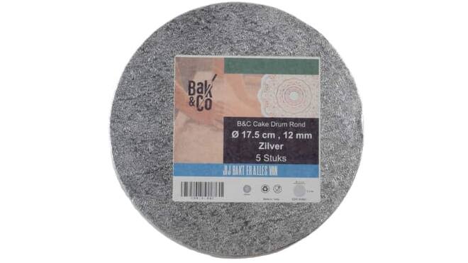 Cake drum Ø17,5 1,2 zilver rond b&c