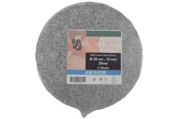 Cake drum Ø20 1,2 zilver rond b&c